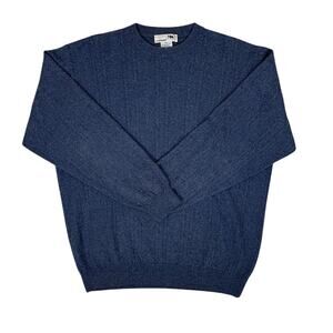I Levrieri Cashmere Silk Cable Knit Crewneck Sweater Made In Italy Blue Mens XXL